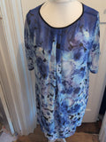 Ladies XL Purple White Blue Short Sleeve Blouse Sheer