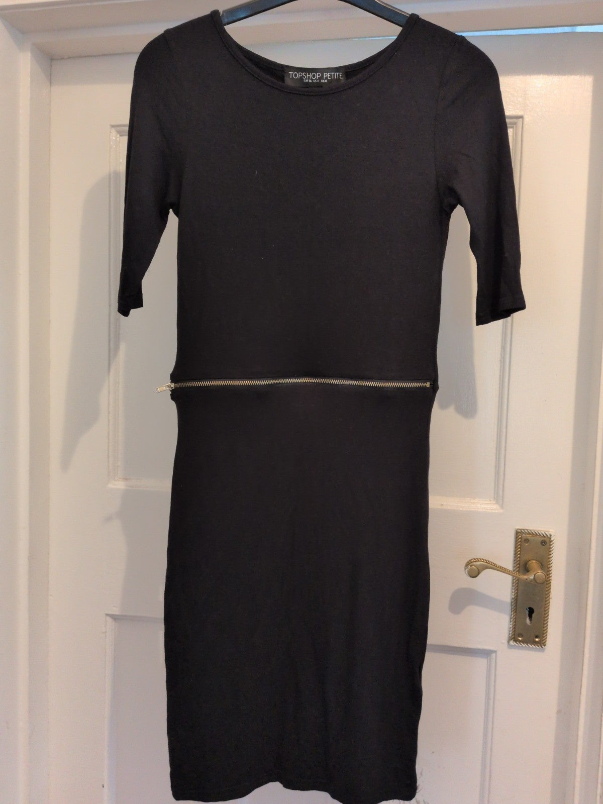 Topshop Petite 8 Black Dress Half Sleeve