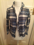 Mens Chaps Size Small Navy Check Full Zip Shirt