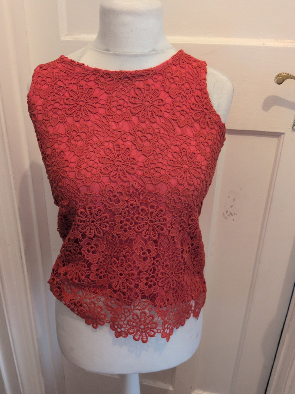 Dorothy Perkins 10 Orange Lace Floral Sleeveless Top