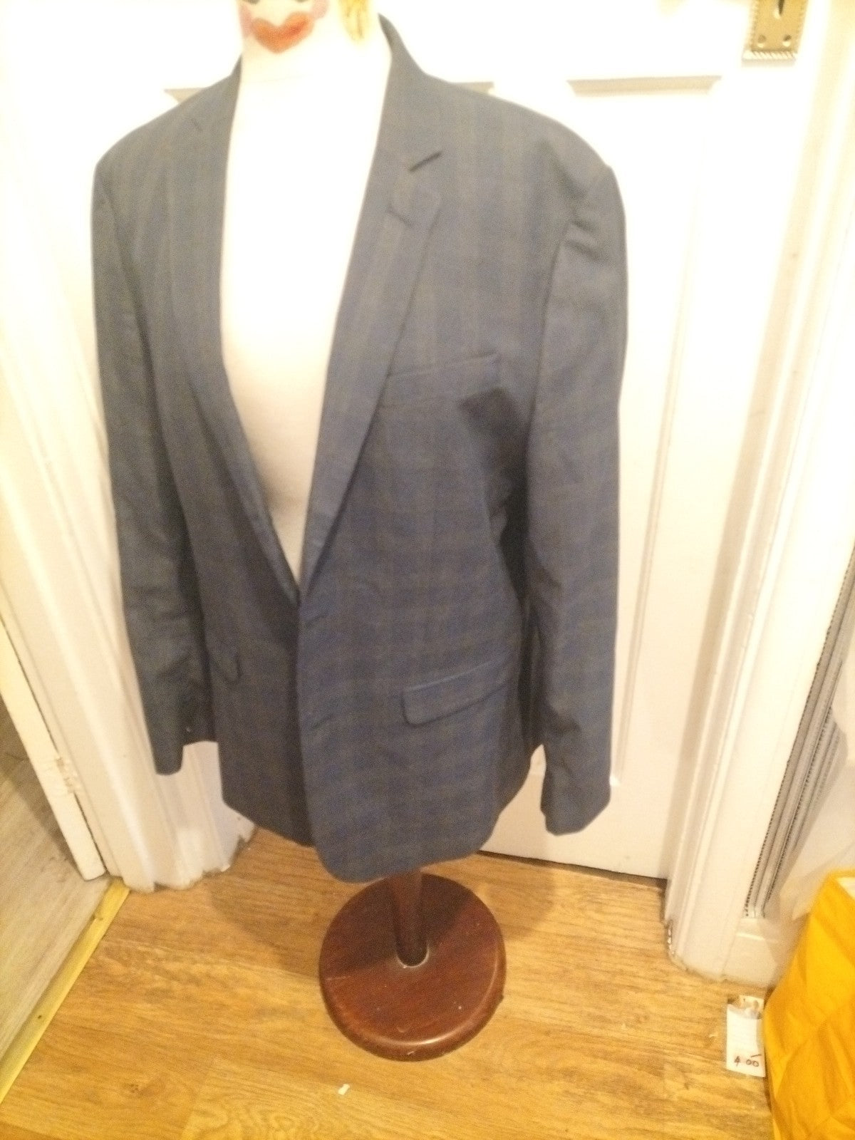 Mens New Look Size 42" Navy Check Padded Blazer Lined