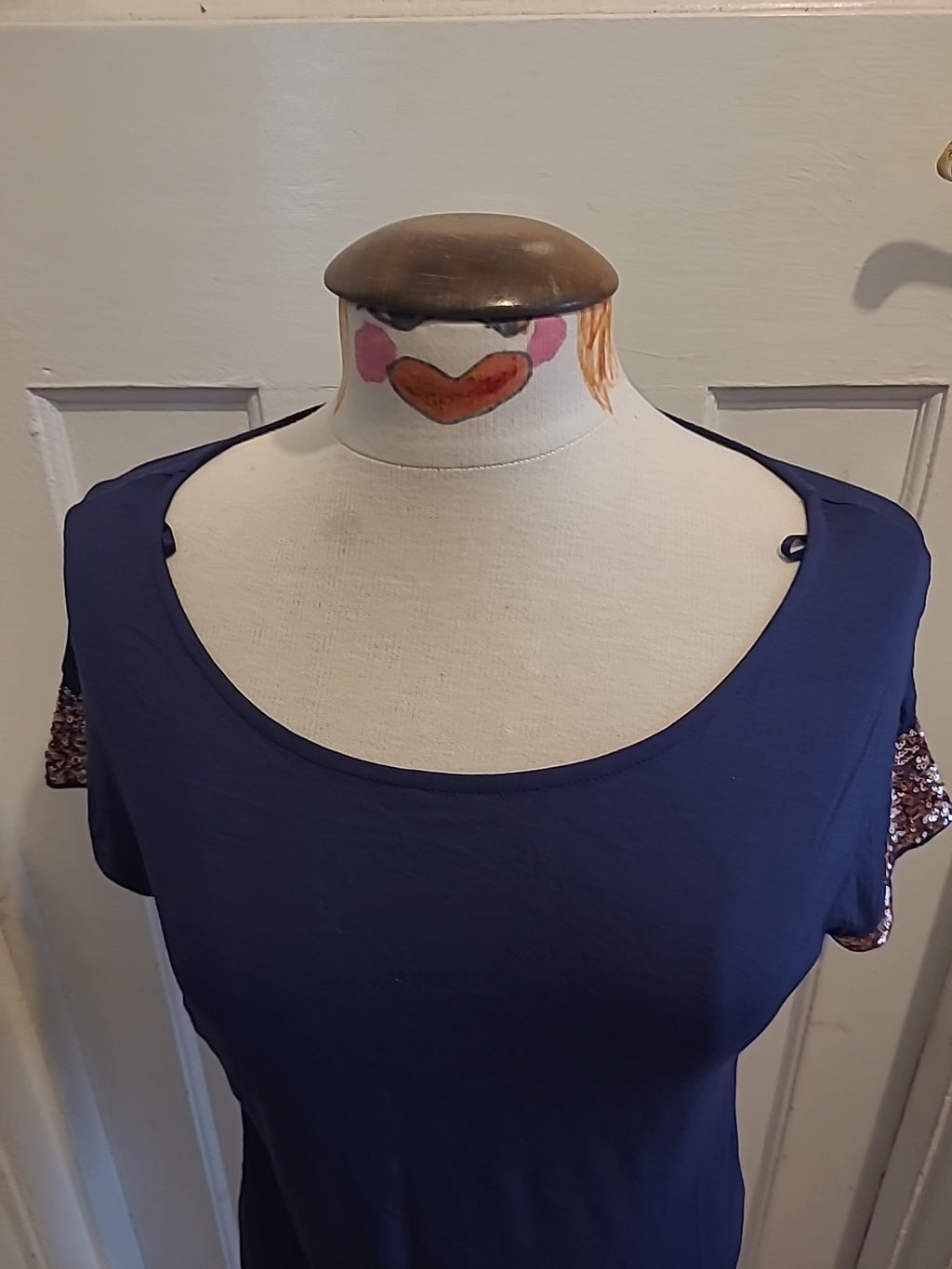 Ladies Marks And Spencer Size 8 Navy Short Sleeved Blouse