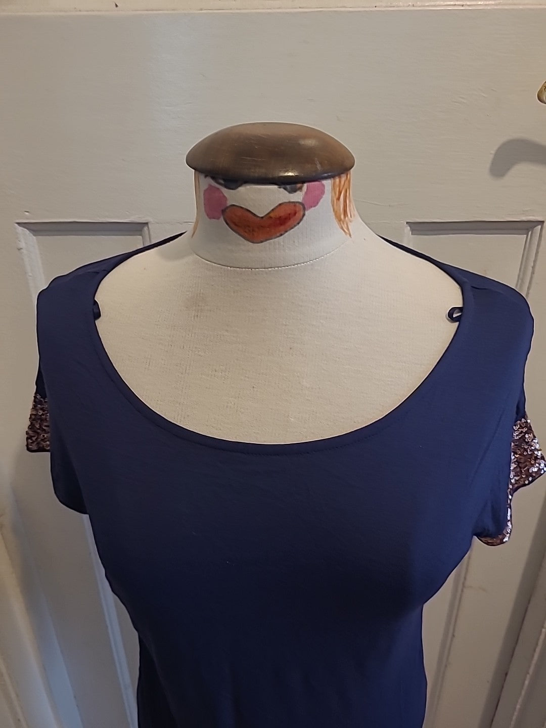 Ladies Marks And Spencer Size 8 Navy Short Sleeved Blouse
