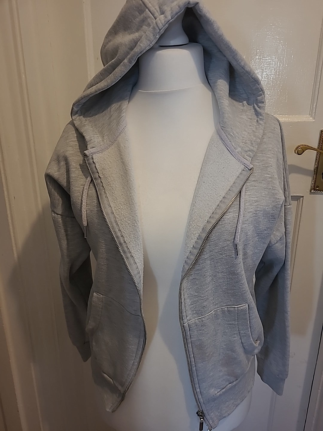 Ladies Primark Size 12 Grey Zipped Jacket With Hood