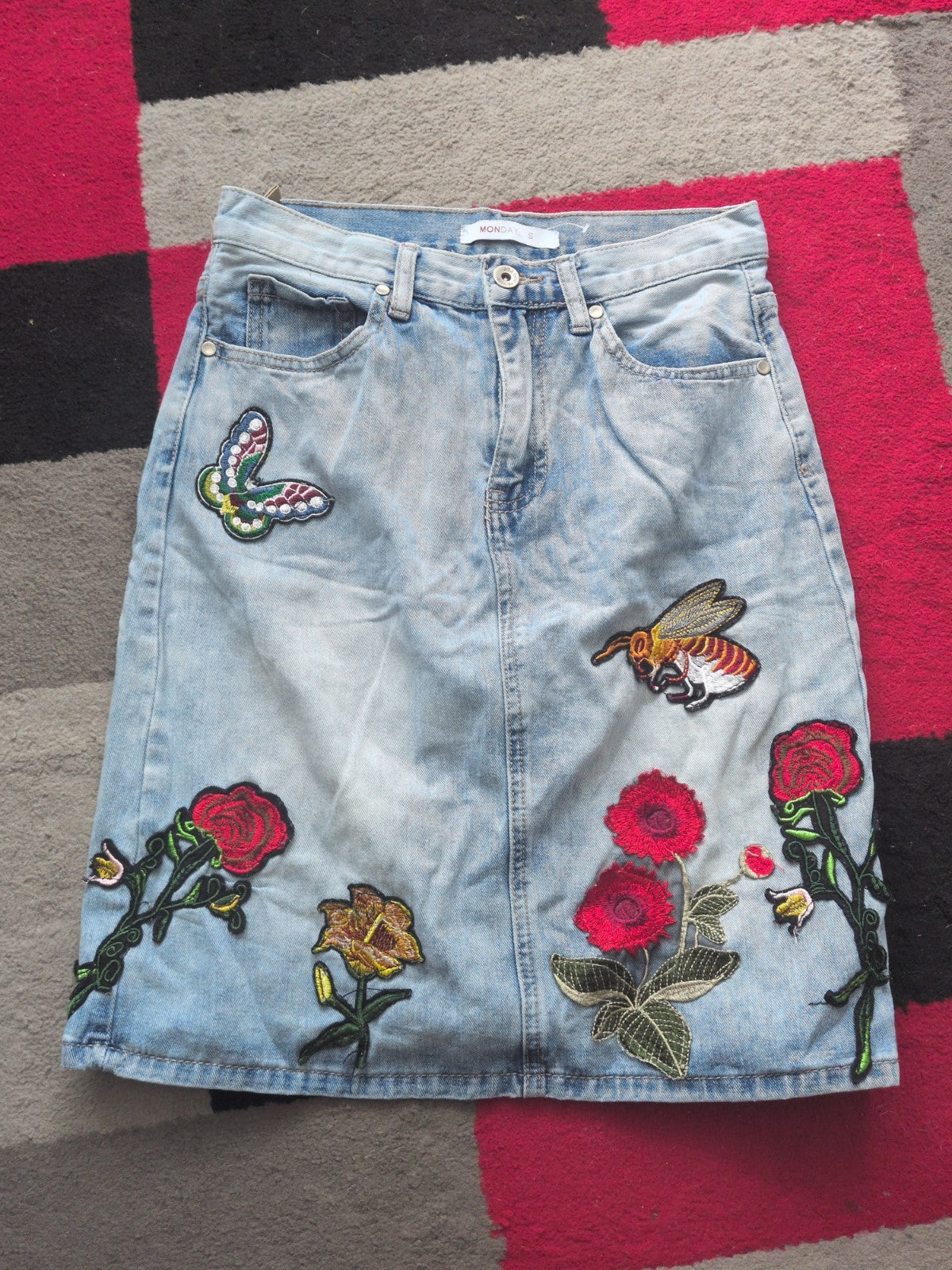 Monday Small Denim Floral Skirt