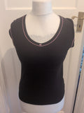 Ladies Marks And Spencer Size 14 Black With Pink Trim Sleeveless Pyjama Top