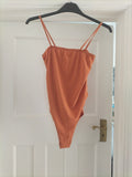 Brand New Ladies I Saw It First 14 Orange Ribbed Strappy Bodysuit