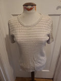 Ladies Viyella Size Small Two Tone Beige Short Sleeved Top