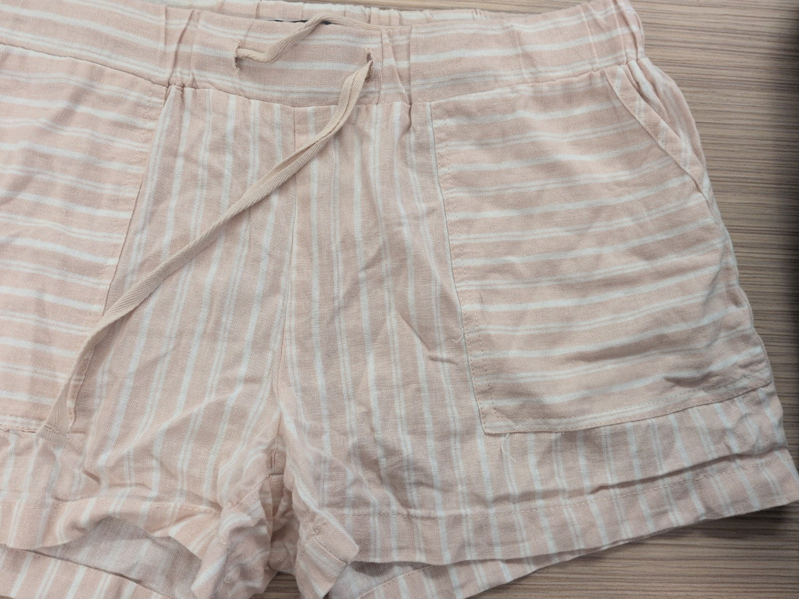 Primark 12 Pale Pink Striped Shorts Elasticated