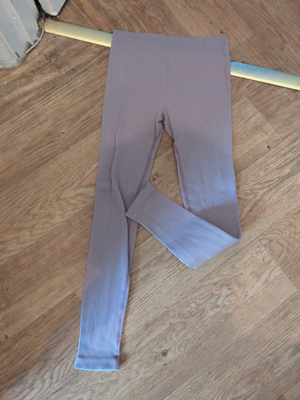 Ladies Small Purple Polyamide Ribbed Leggings