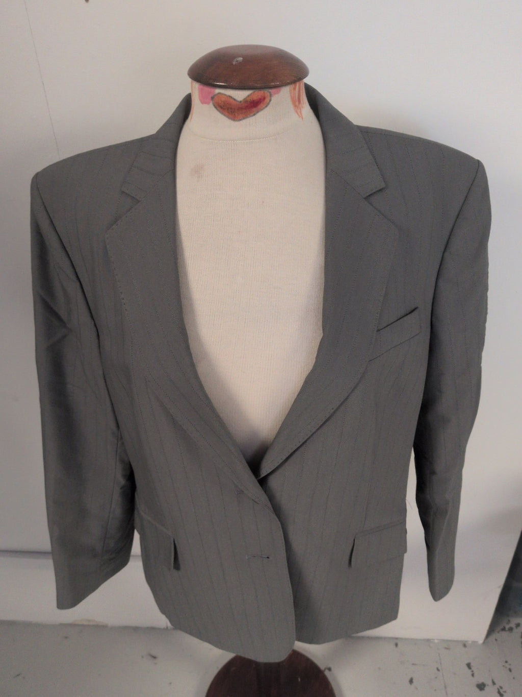 Next 20 Grey Pinstripe Lined Padded Blazer