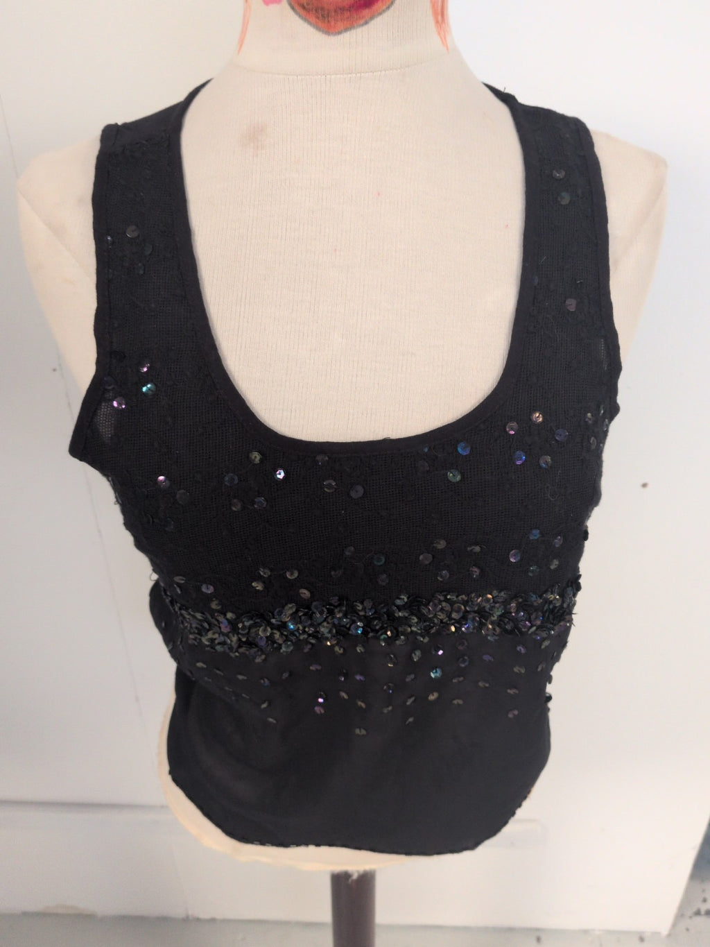 Primark 12 Black Sleeveless Sequin Top