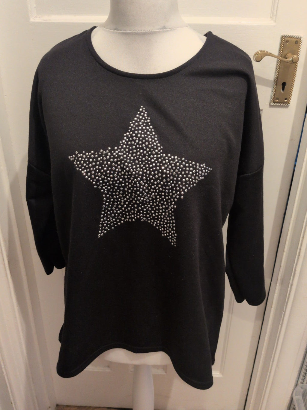 Peacocks Medium Black With Silver Star Jumper