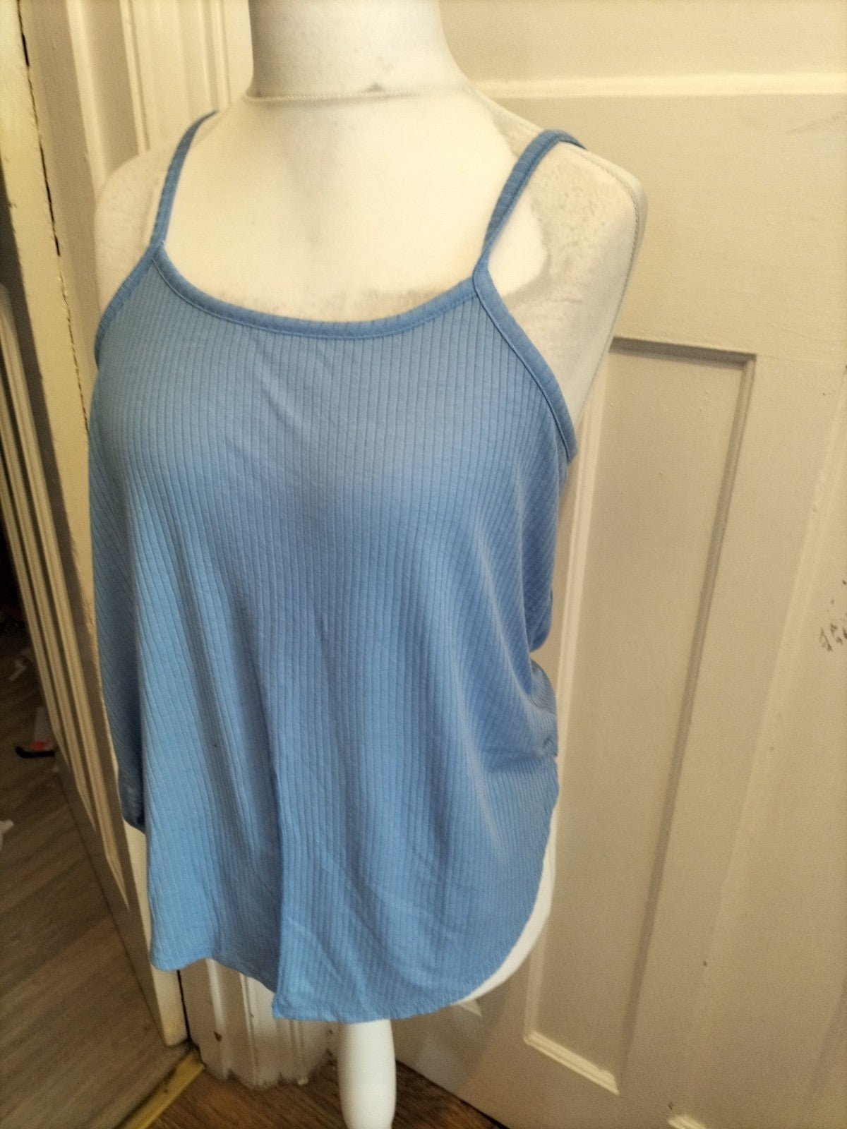 Primark 10 Blue Brush Rib Sleeveless Split Hem Cami