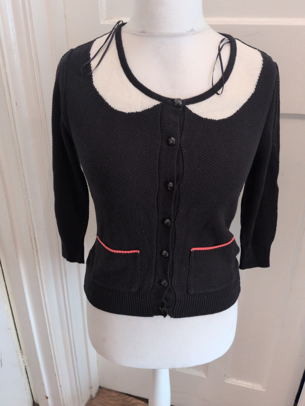 George 10 G21 Black And White Buttoned Cardigan