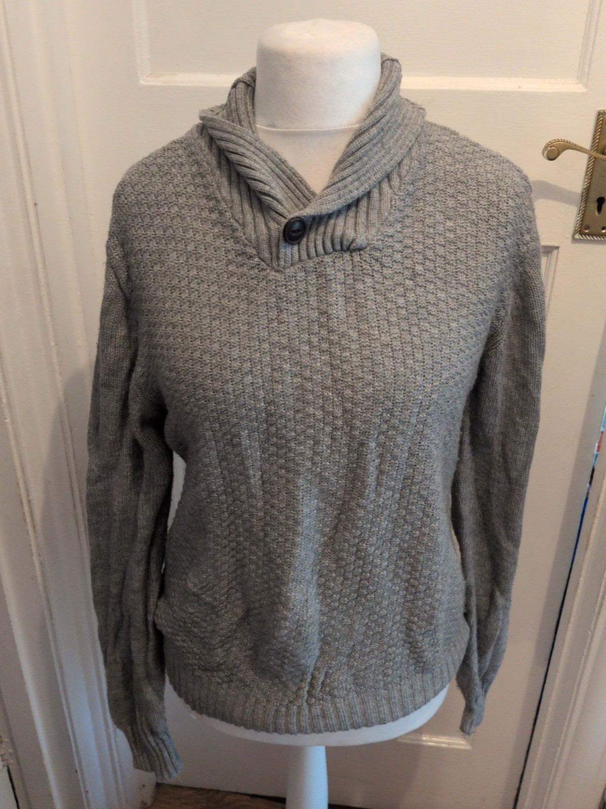 Mens Peacocks Medium Grey High Neck Pullover Jumper