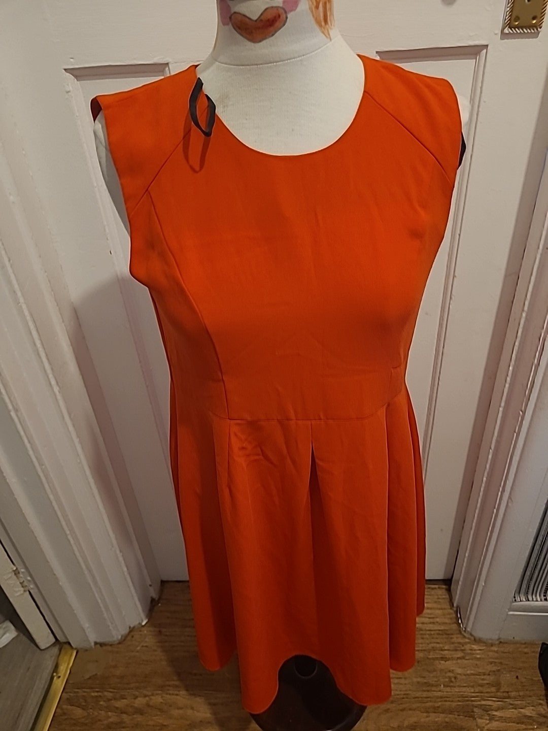 Ladies Peacocks Size 10 Orange Sleeveless Flowy Dress