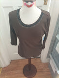 Ladies Margittes Size (40) Brown Long Sleeved Blouse