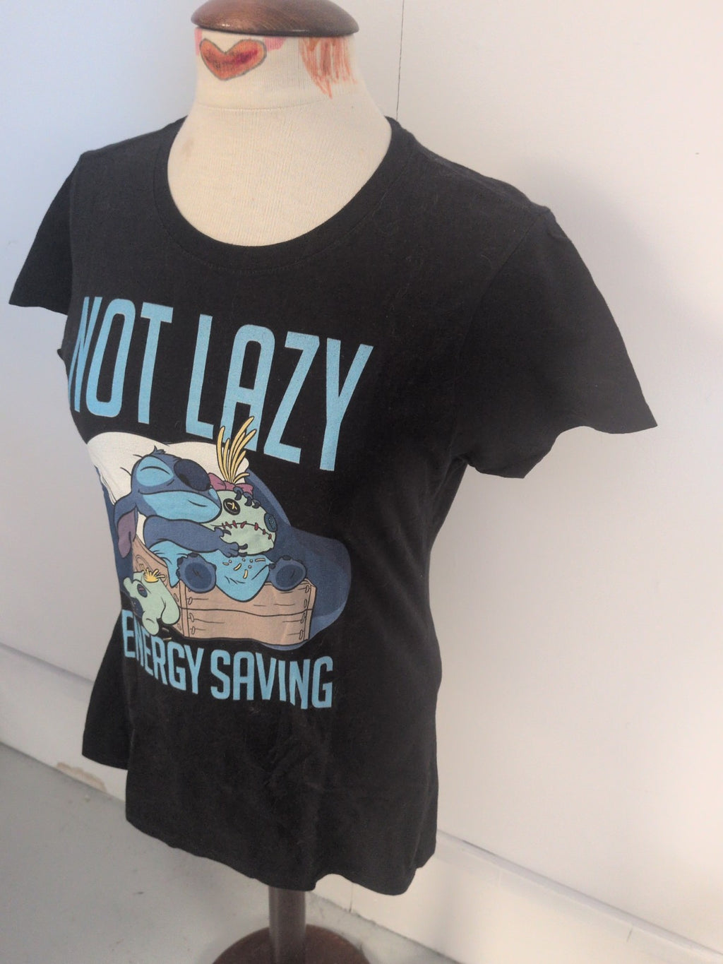 Ladies Port And Company Medium Black Stitch Print Short Sleeve T-shirt