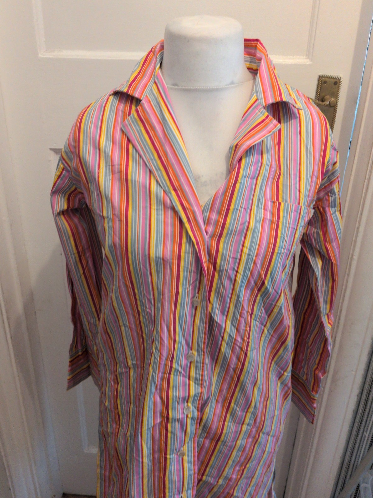 Pretty Secrets 12-14 Multicoloured Stripe Collared Night Shirt