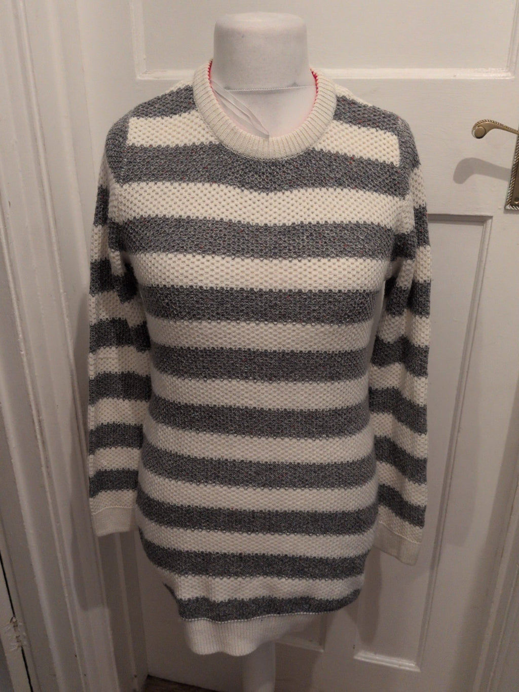 Hudson&Rose Medium Grey And Cream Stripe Jumper Dress