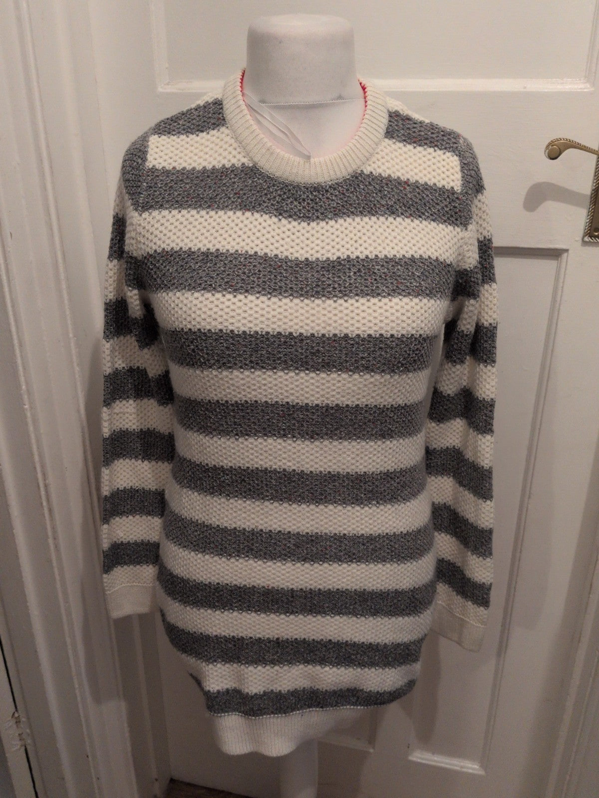 Hudson&Rose Medium Grey And Cream Stripe Jumper Dress