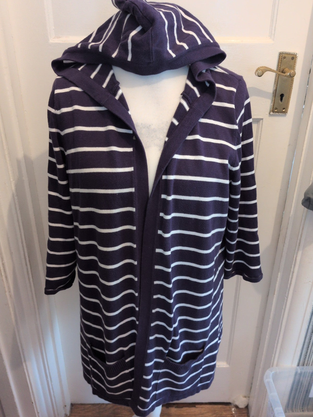 Maine New England 18 Stripe Navy Hoodie Open