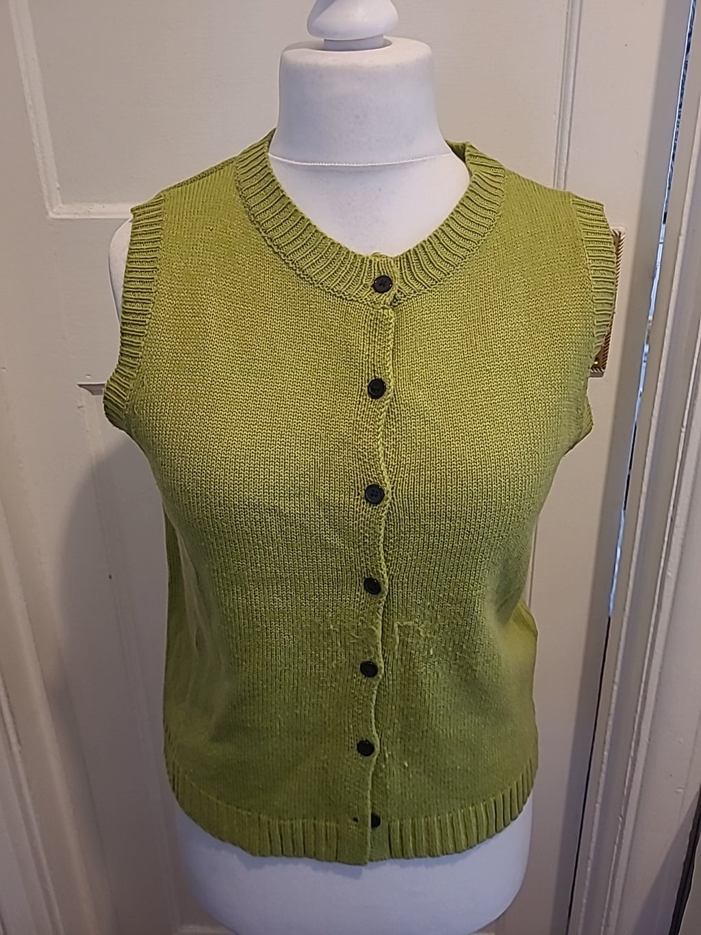 Ladies Size M Green Ribbed Cardigan