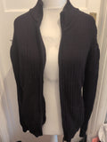 Cedarwood State Large Black Ribbed Full Zip Cardigan Heavy