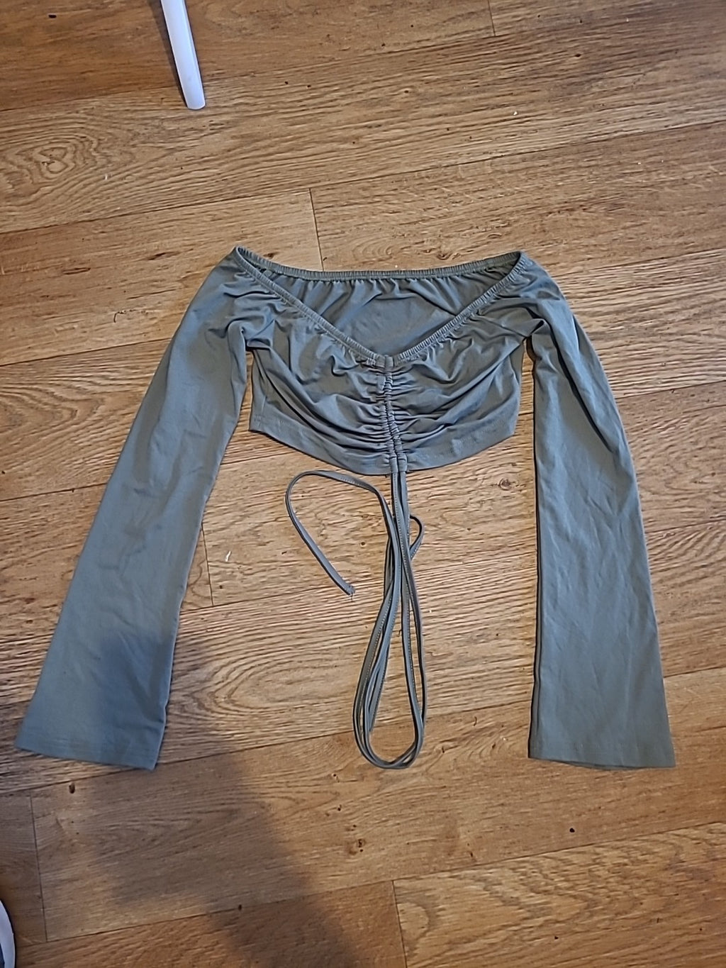 Ladies Shein Size XS Green Long Sleeved Boob Tube Crop Top