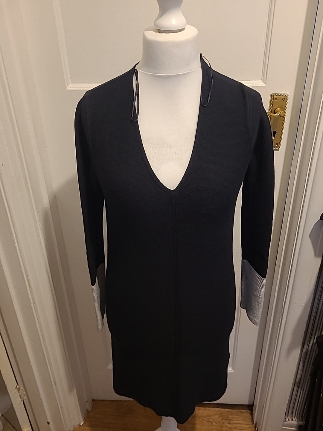 Ladies Marks And Spencer Size 10 Black With Grey Jumper Dress