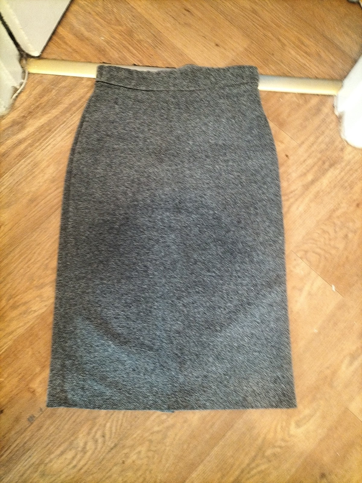 Marks And Spencer 12 Grey Fleck Lined Split Hem Skirt
