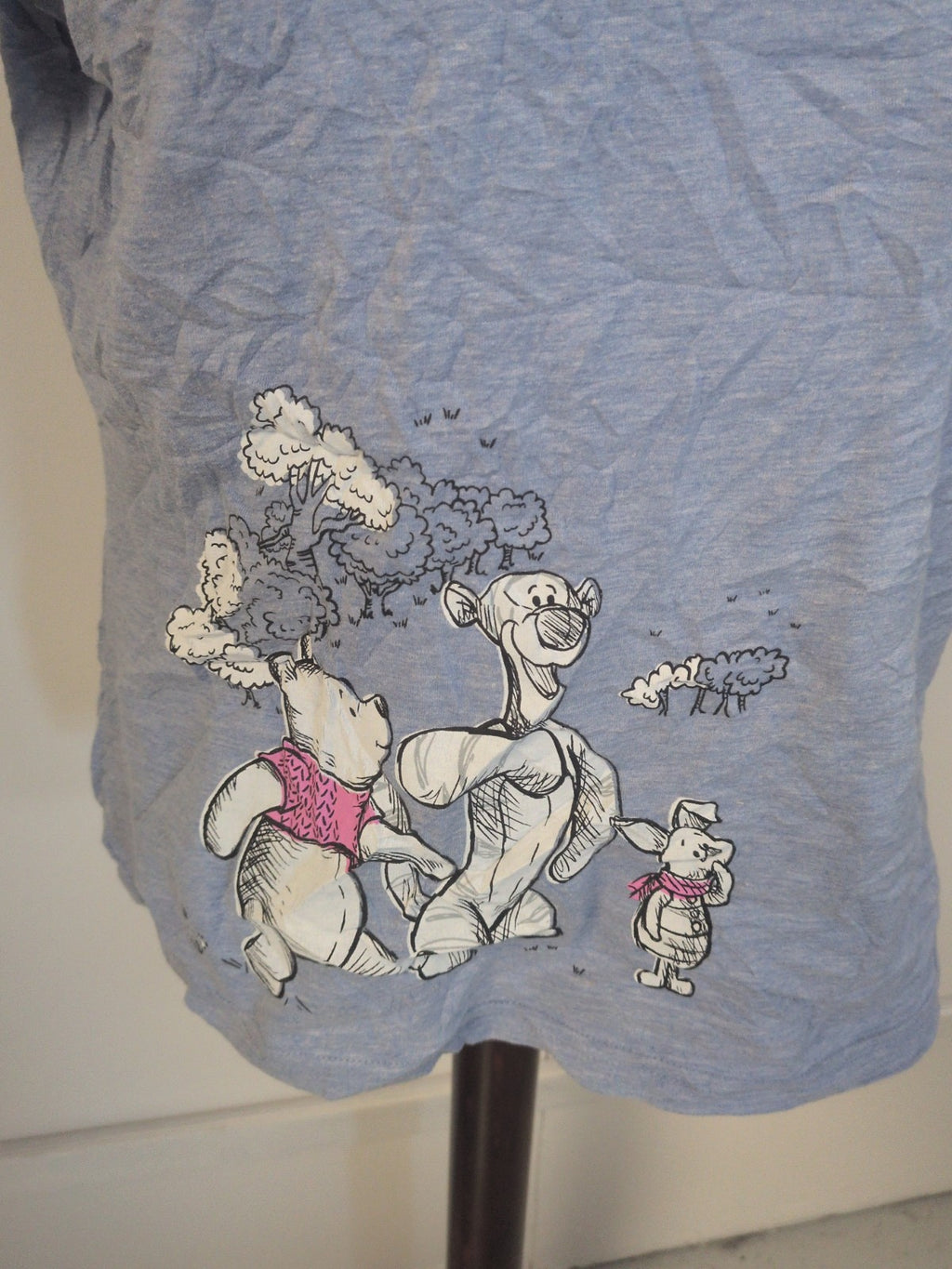 Ladies George Size 16-18 Blue Winnie The Pooh Print Short Sleeve T-shirt