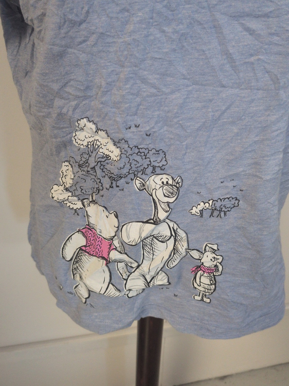 Ladies George Size 16-18 Blue Winnie The Pooh Print Short Sleeve T-shirt