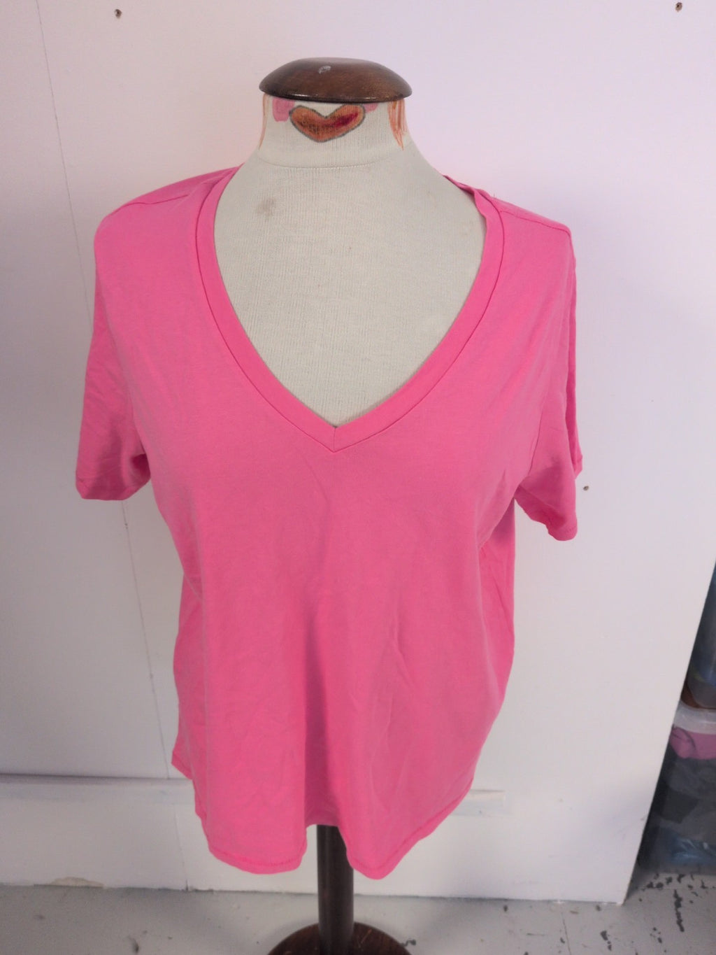 Primark 18-20 Hot Pink Short Sleeve V Neck T-shirt