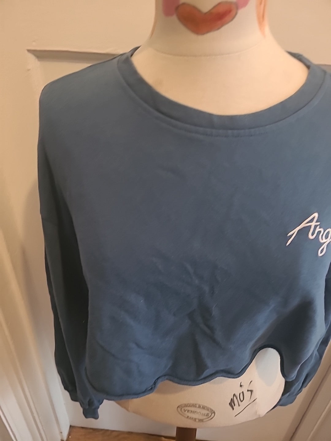 Ladies Shein Size Medium Blue Cropped Long Sleeved Top