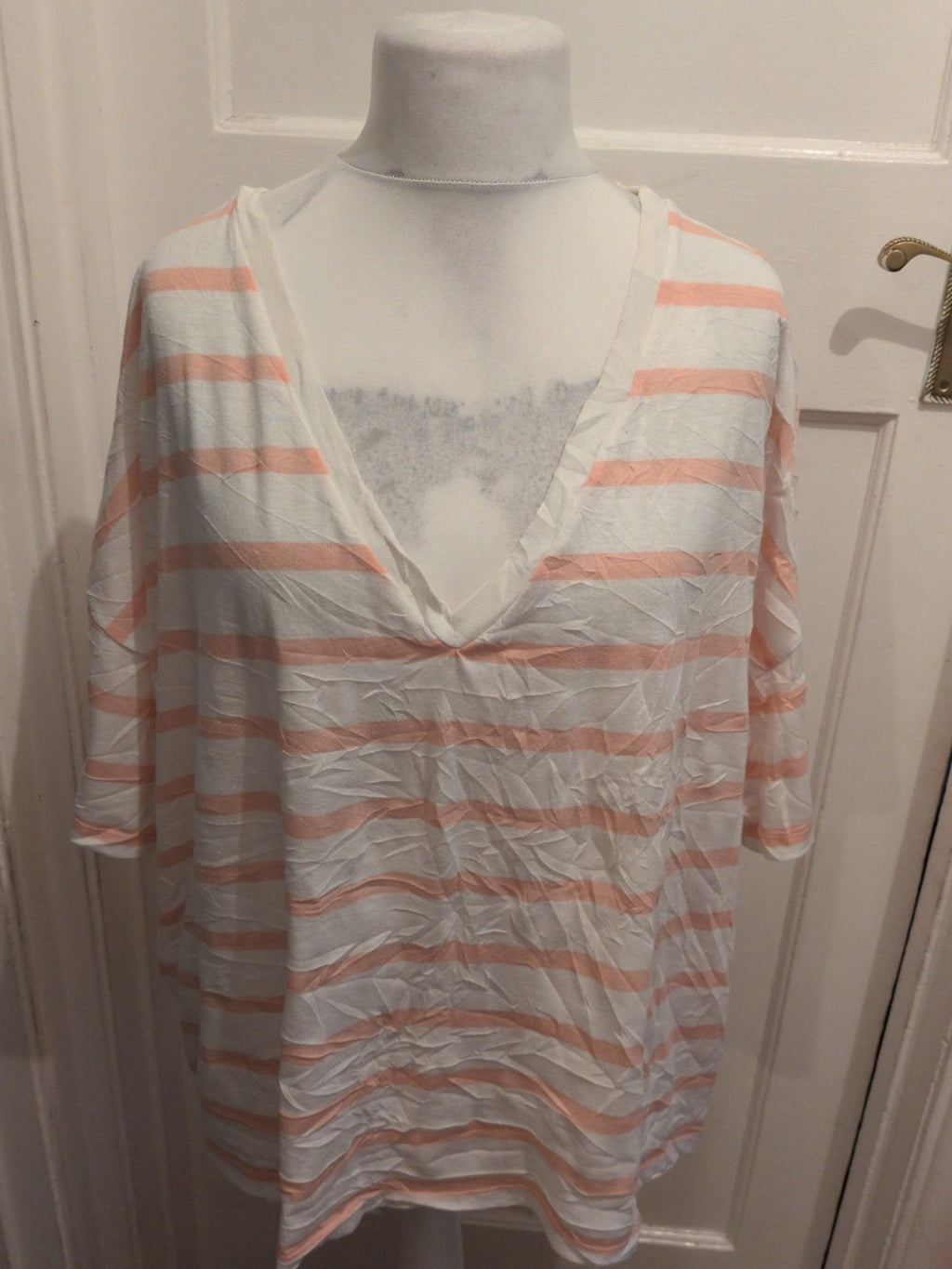 ASOS 26 Pink Stripe V Neck T-shirt