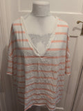 ASOS 26 Pink Stripe V Neck T-shirt