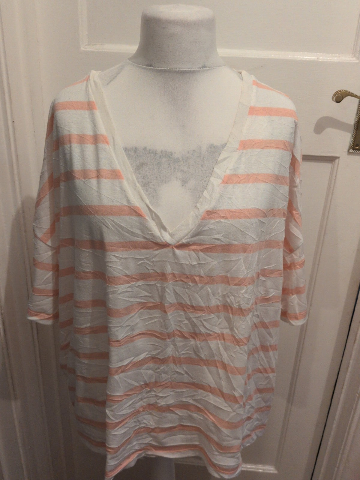 ASOS 26 Pink Stripe V Neck T-shirt