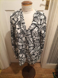 Ladies Bonmarche 10 White/Black Long Sleeved Blouse