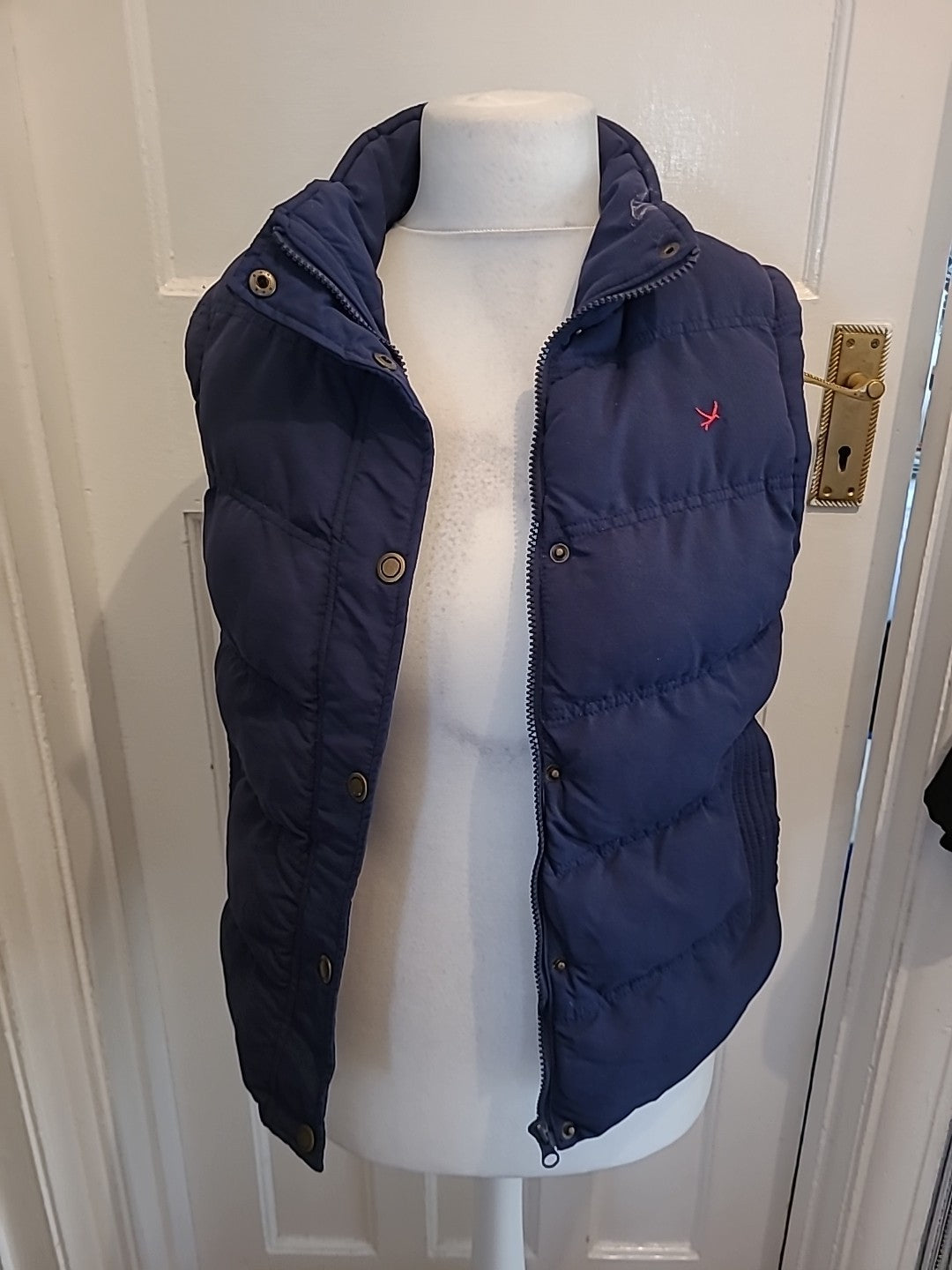 Ladies Primark Size 12 Navy Puffer Jacket Check Lined