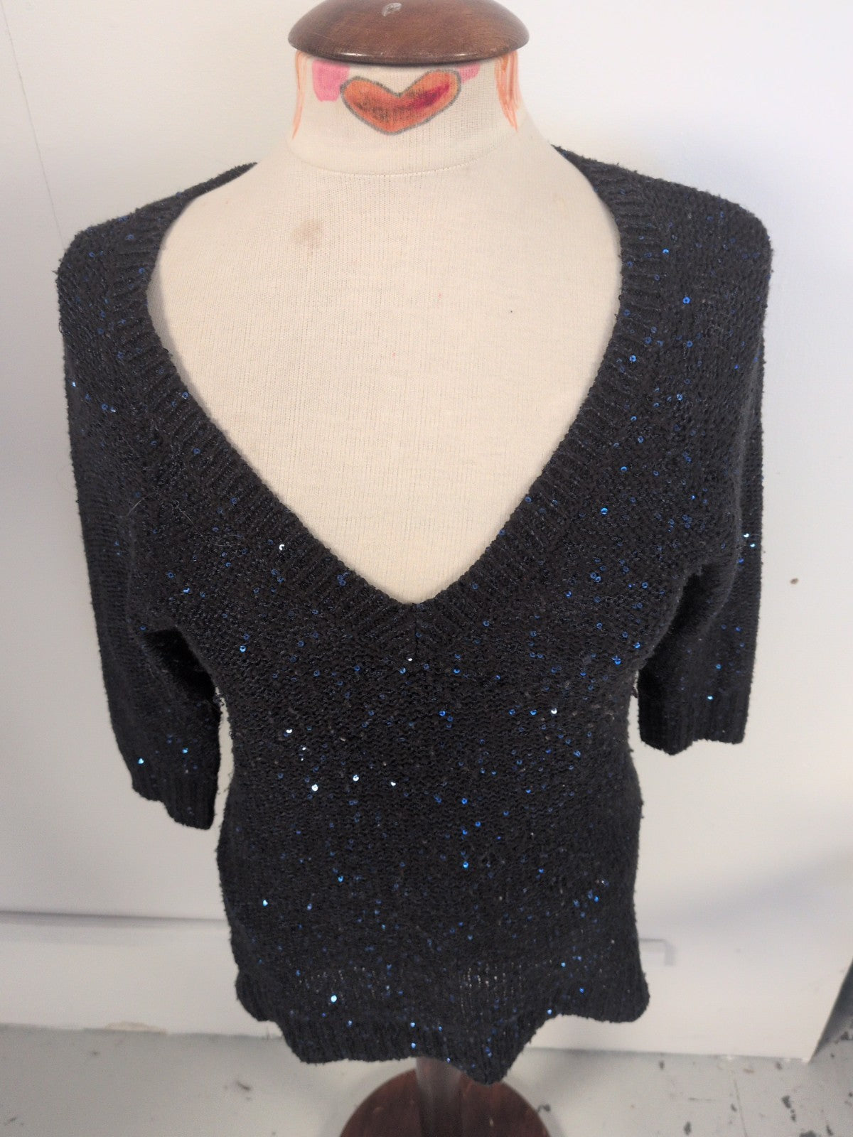 F&F 10 Navy With Blue Sequins Jumper Knit