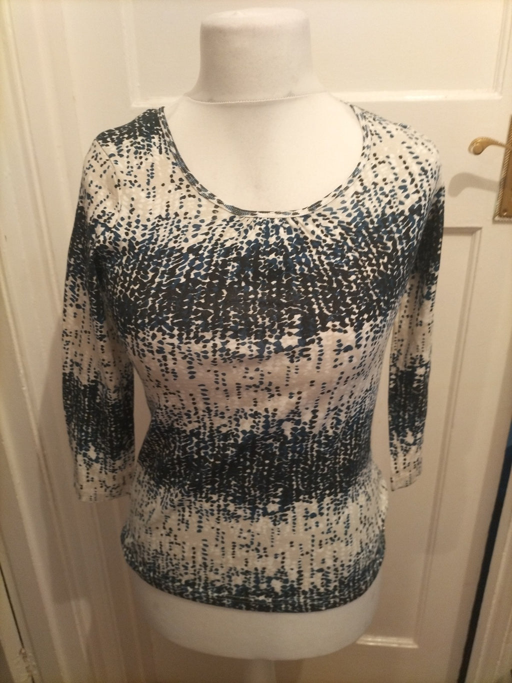 Maine New England 10 Navy Blue Black Long Sleeved Blouse