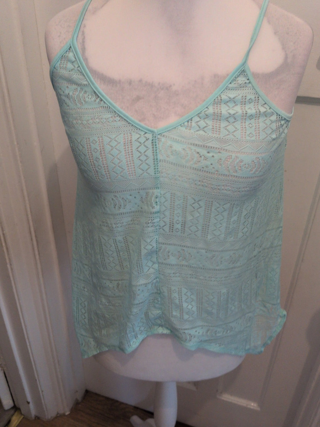 Primark 14 Aqua See Through Sleeveless Top