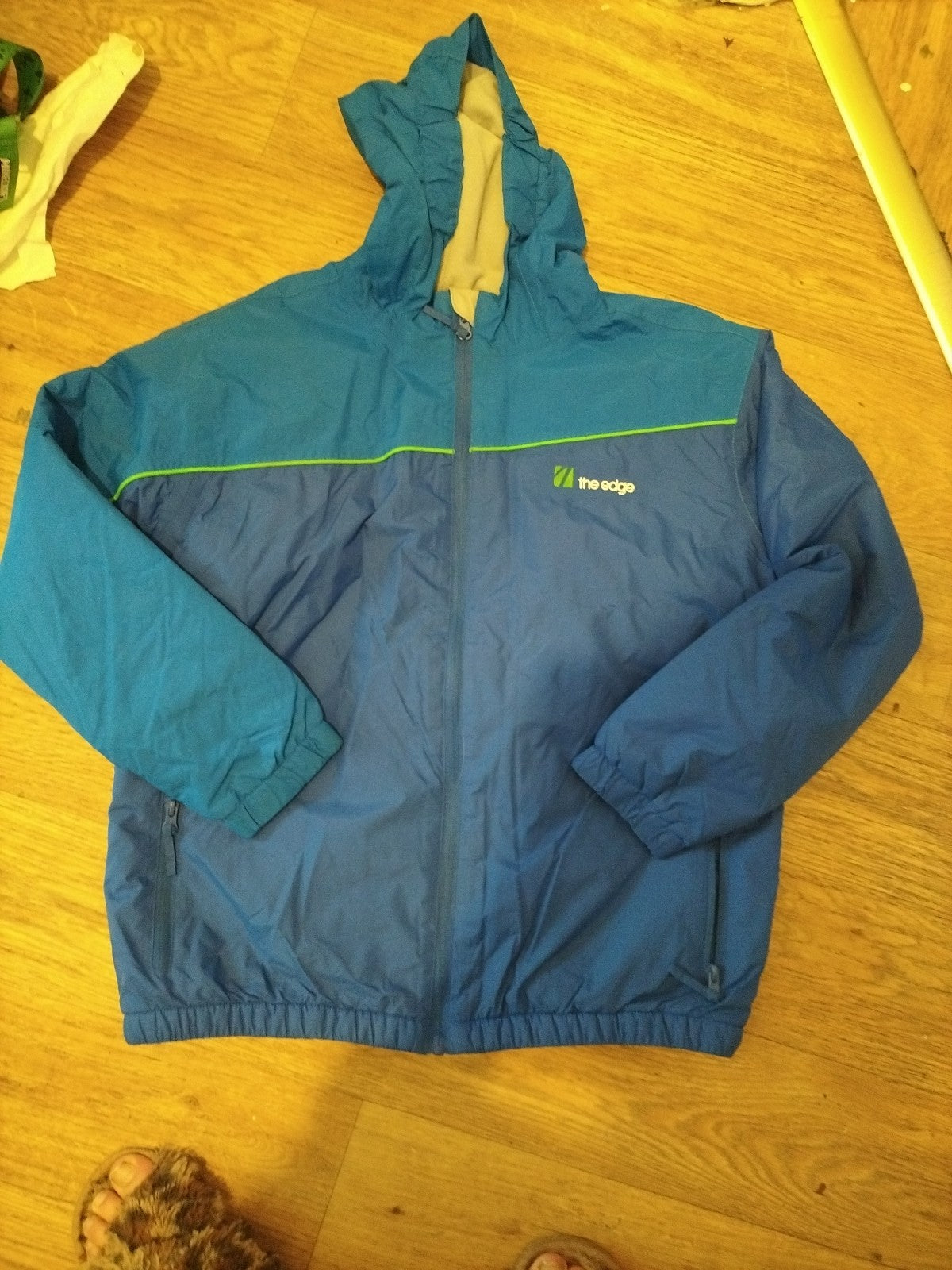 Boys The Edge Age 13-14 Years Blue Lined Rain Coat