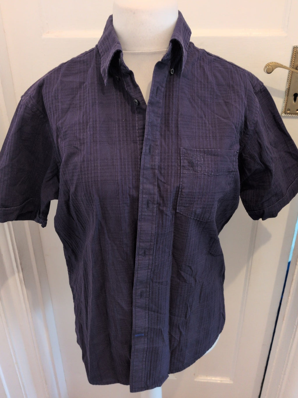 Blue Harbour Reg Fir Medium Super Soft Cotton Navy Pattern Short Sleeve Shirt