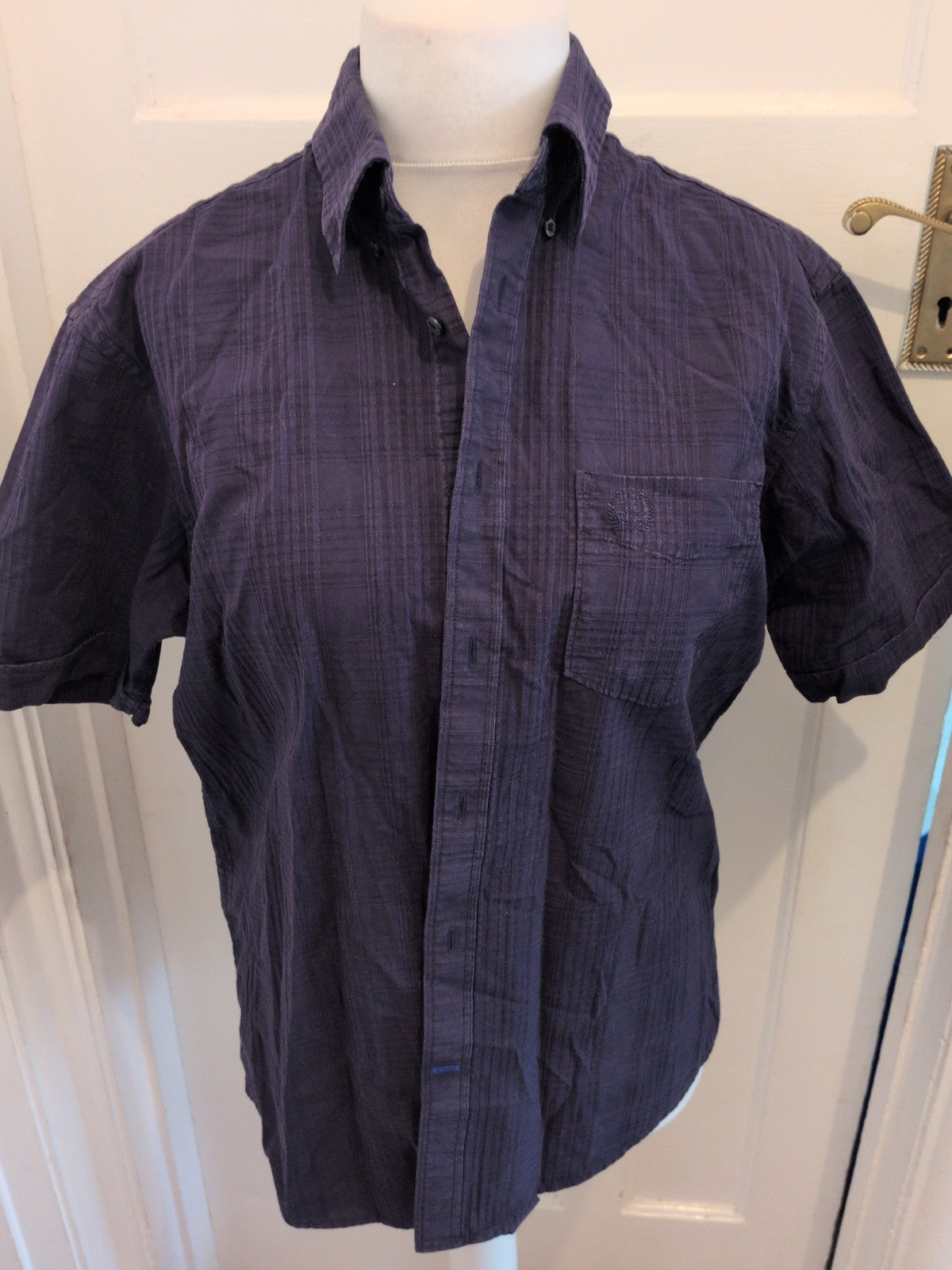 Blue Harbour Reg Fir Medium Super Soft Cotton Navy Pattern Short Sleeve Shirt
