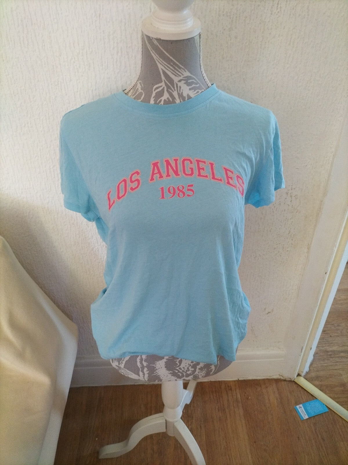 Ladies Primark 10-12 Los Angeles Baby Blue Tee