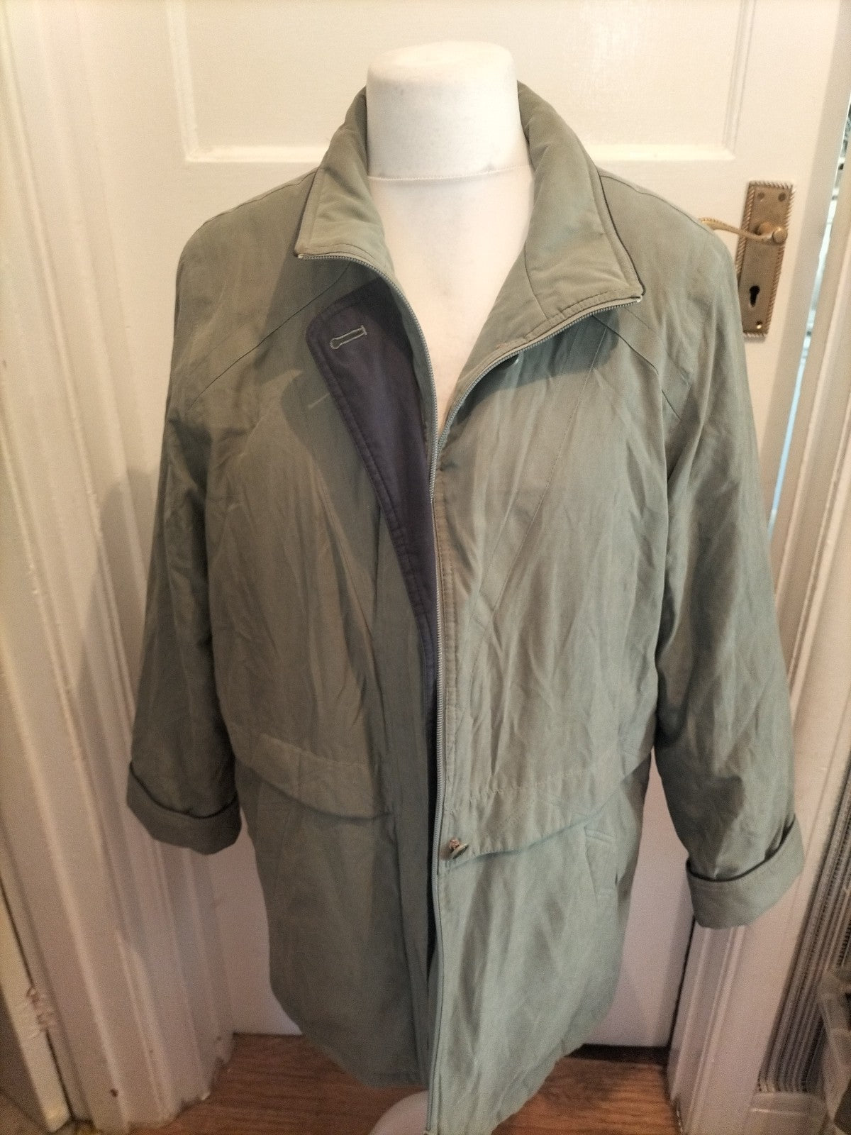 Ladies EWM Size 14 Greyish Teal Lined Coat