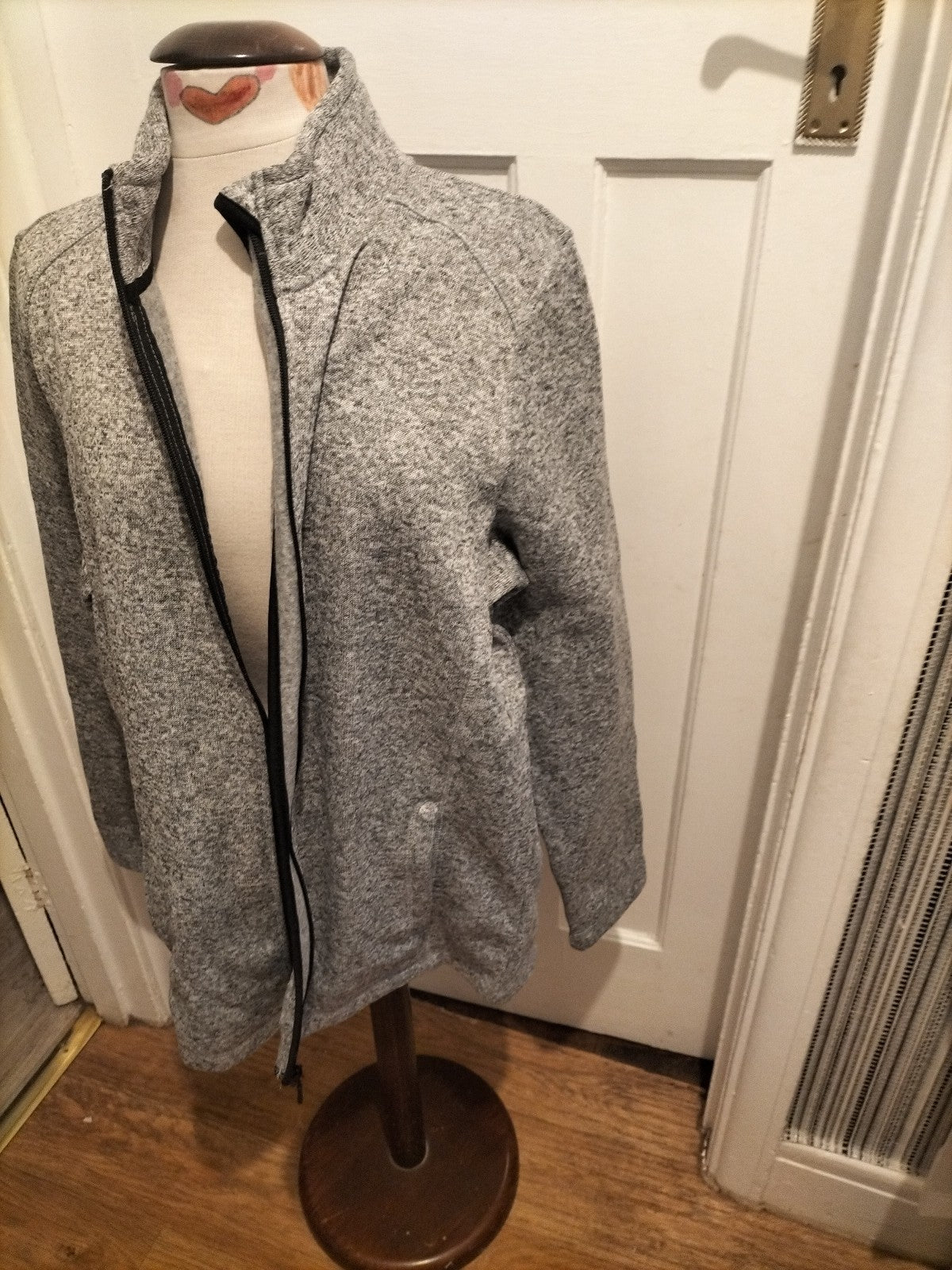 Mens Livergy Size Large Grey Fleck Long Sleeved Zip Through Jacket